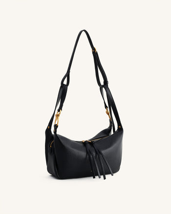 Selia Borsa a tracolla in pelle martellata - Nero