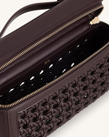 Thea Borsa a Mano Grande Intrecciata - Rosso Scuro