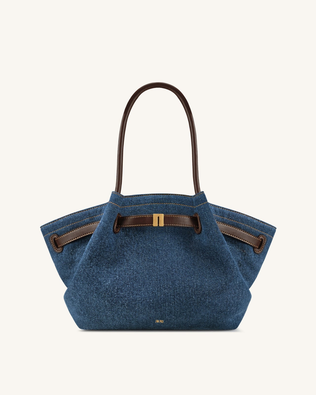Hana Borsa Tote Media in Denim - Denim Blu