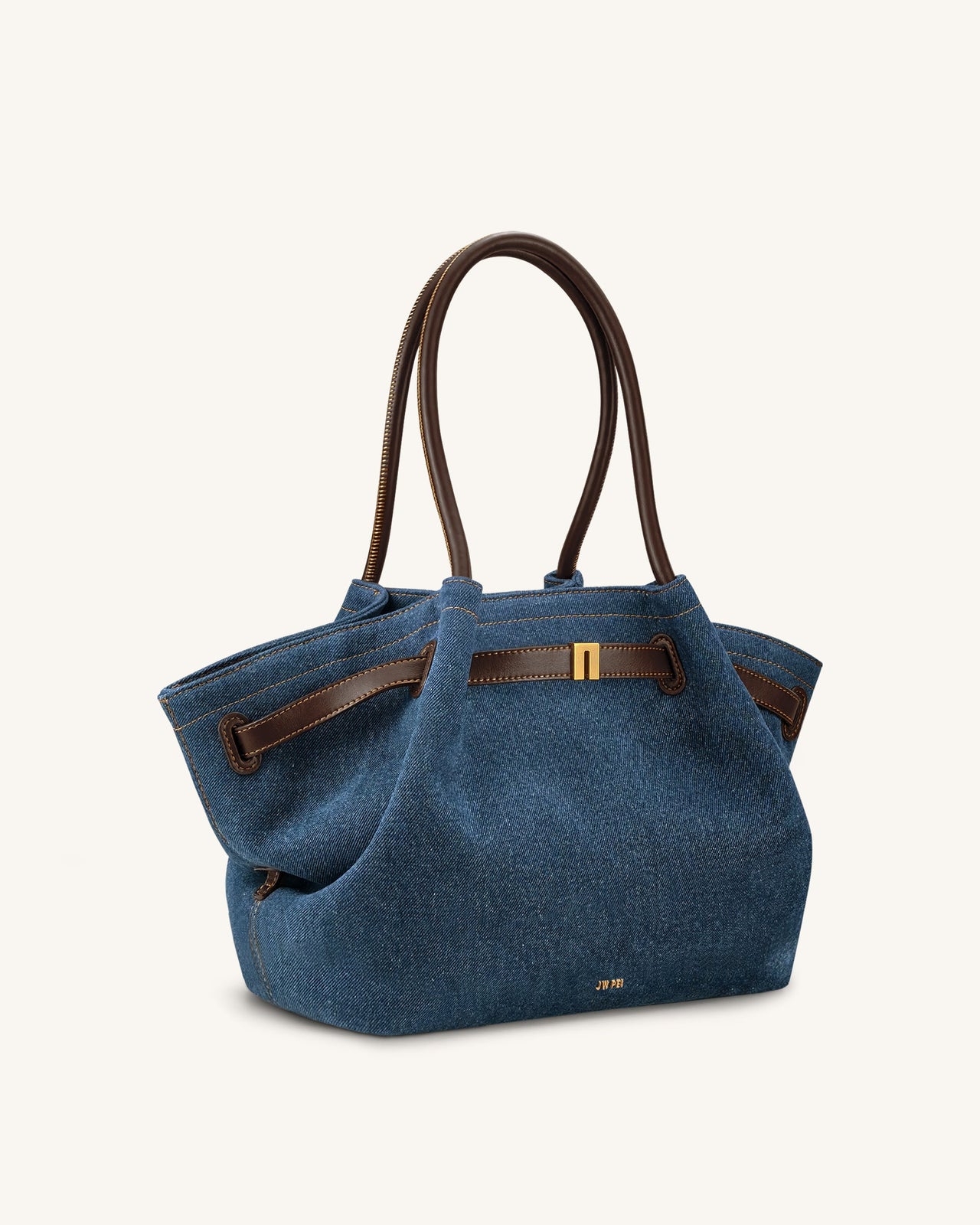 Hana Borsa Tote Media in Denim - Denim Blu