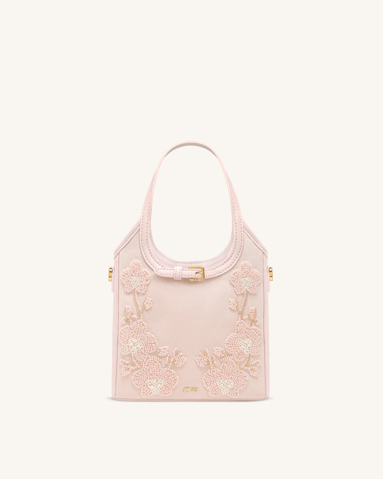 Brooke Mini borsa con manico e orchidea decorata con perline e cintura - Rosa