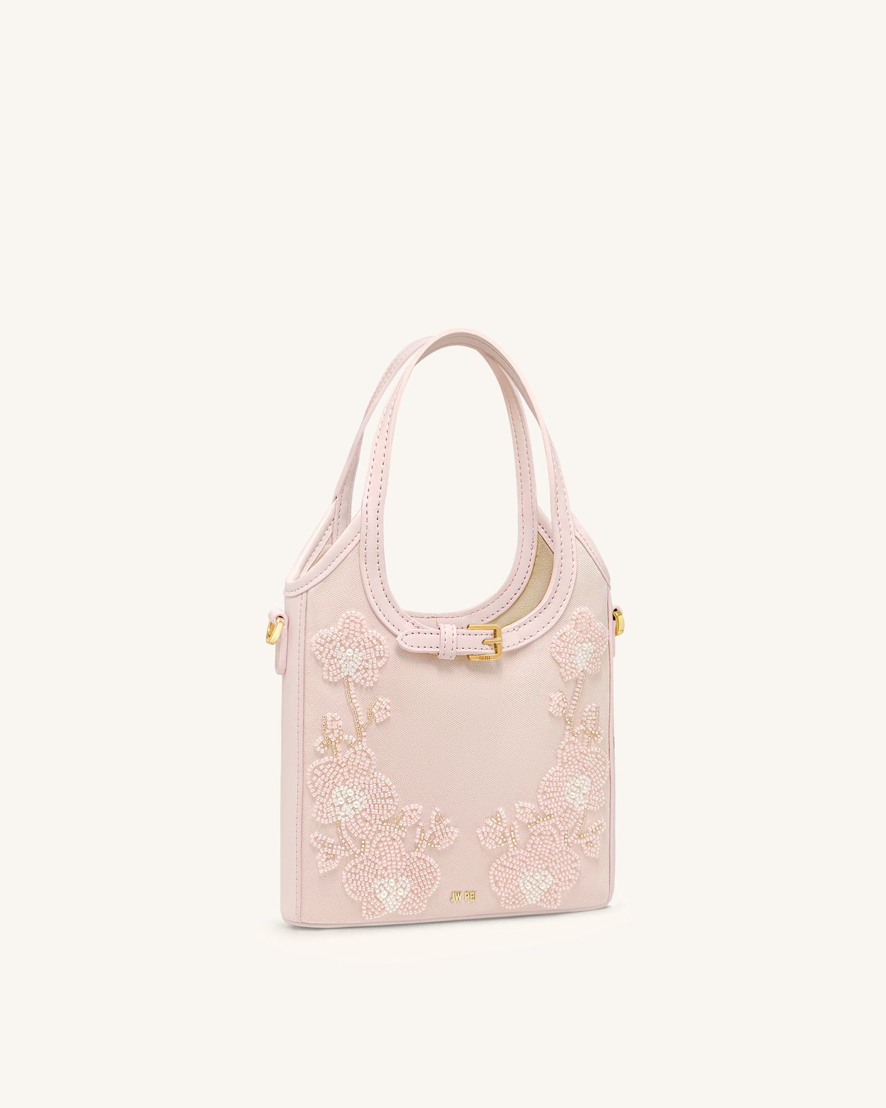Brooke Mini borsa con manico e orchidea decorata con perline e cintura - Rosa
