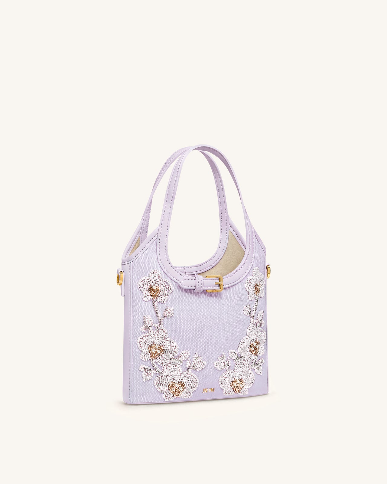 Brooke Mini borsa con manico e orchidea decorata con perline e cintura - Lavanda