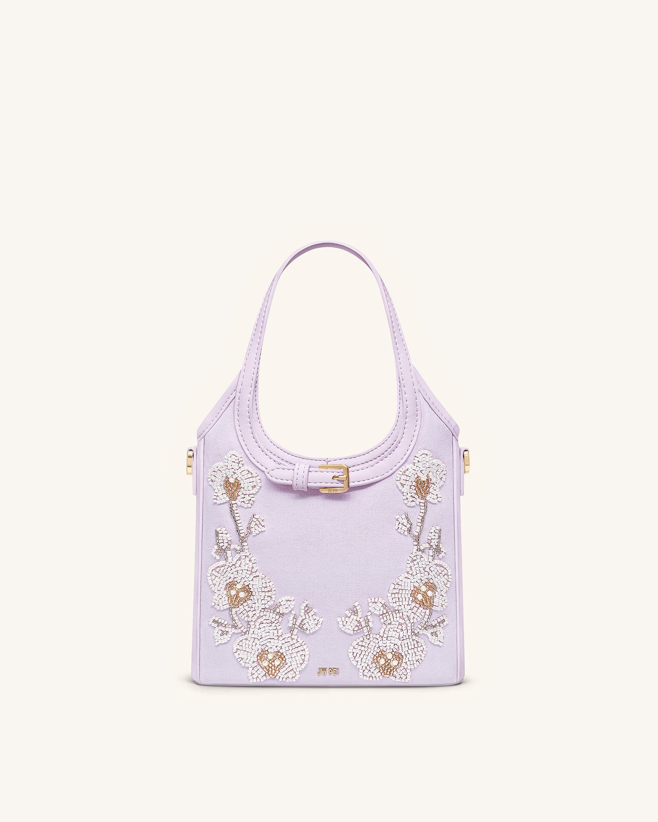 Brooke Mini borsa con manico e orchidea decorata con perline e cintura - Lavanda