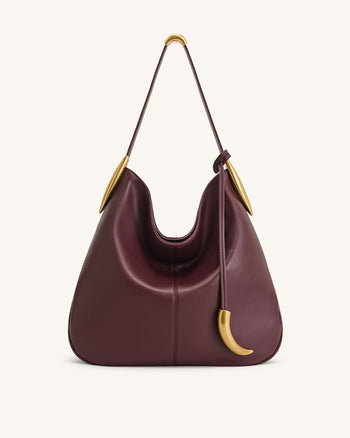 Nina Borsa Hobo con Ciondolo in Metallo - Bordeaux