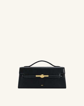 Bolso de Asa Superior con Nudo de Cuerda de Metal Lena - Nero