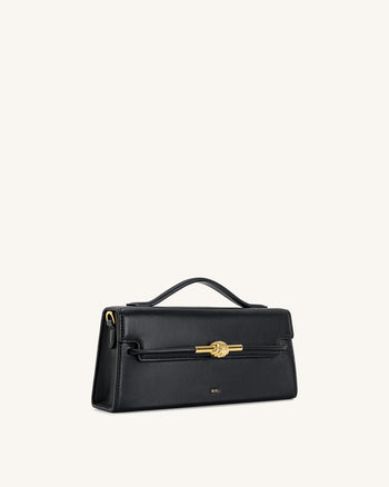 Bolso de Asa Superior con Nudo de Cuerda de Metal Lena - Nero