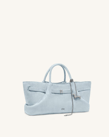 Maeve Borsa tote in ecopelle scamosciata con ciondolo metallico a forma di bassotto - Blu