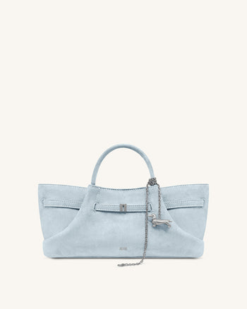 Maeve Borsa tote in ecopelle scamosciata con ciondolo metallico a forma di bassotto - Blu