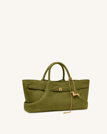 Maeve Borsa shopper in ecopelle scamosciata con ciondolo a bassotto in metallo - Verde Oliva
