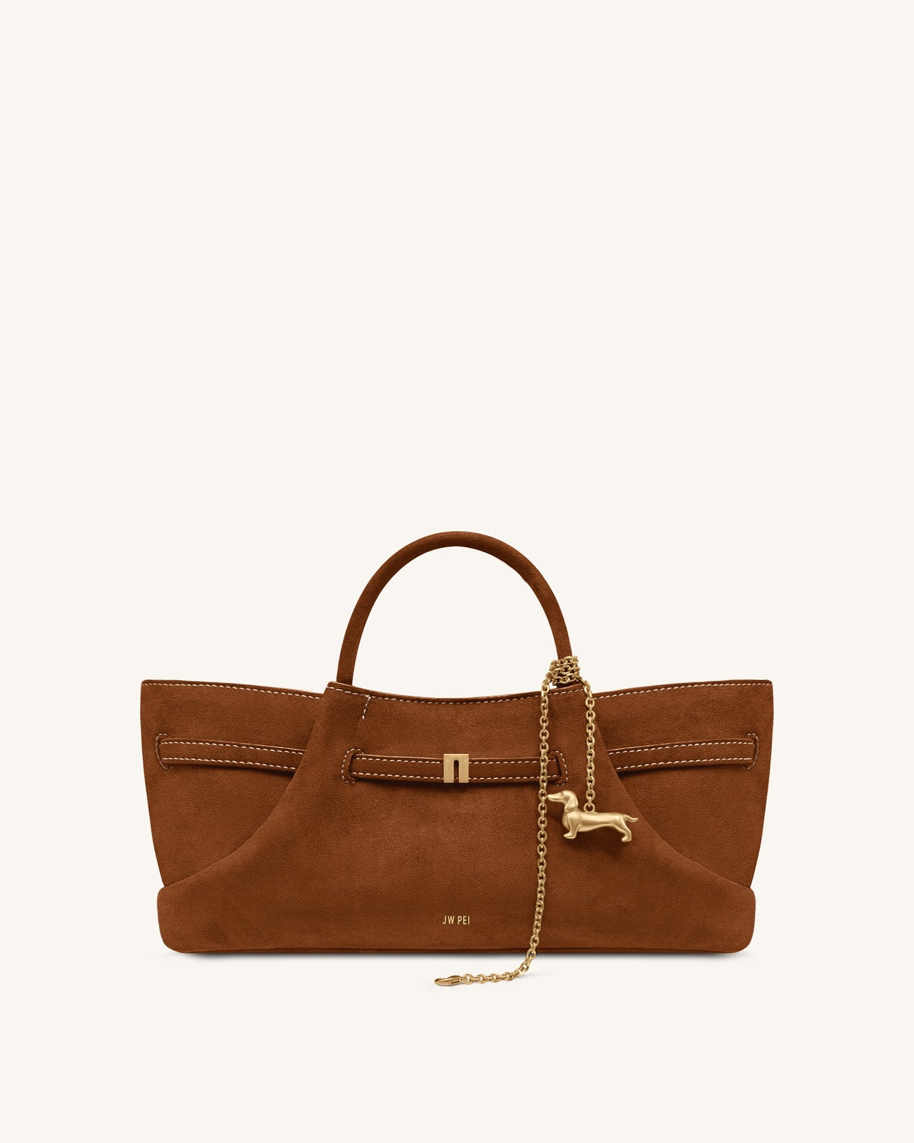 Maeve Borsa tote in ecopelle scamosciata con ciondolo metallico a forma di bassotto - Marrone