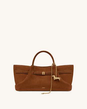 Maeve Borsa tote in ecopelle scamosciata con ciondolo metallico a forma di bassotto - Marrone