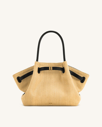 Hana Borsa Tote Media in Paglia Sintetica - Paglia Marrone