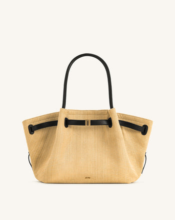 Hana Borsa Tote Media in Paglia Sintetica - Paglia Marrone