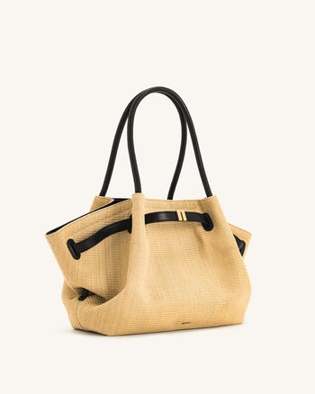 Hana Borsa Tote Media in Paglia Sintetica - Paglia Marrone