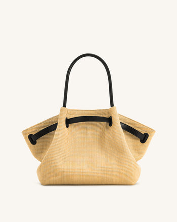 Hana Borsa Tote Media in Paglia Sintetica - Paglia Marrone