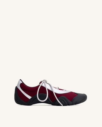 Caitlin Sneakers Ballerine Allacciate in Finta Pelle Scamosciata - Bordeaux e Grigio Chiaro