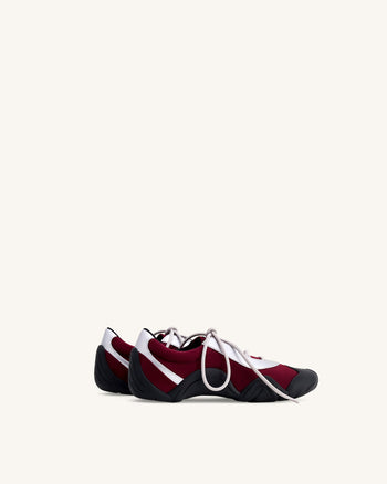 Caitlin Sneakers Ballerine Allacciate in Finta Pelle Scamosciata - Bordeaux e Grigio Chiaro