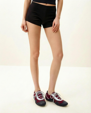 Caitlin Sneakers Ballerine Allacciate in Finta Pelle Scamosciata - Bordeaux e Grigio Chiaro