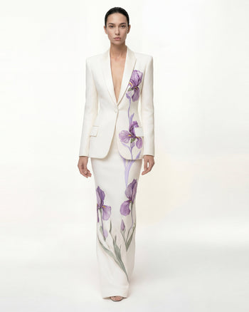 Gonna lunga con motivo Iris - Bianco