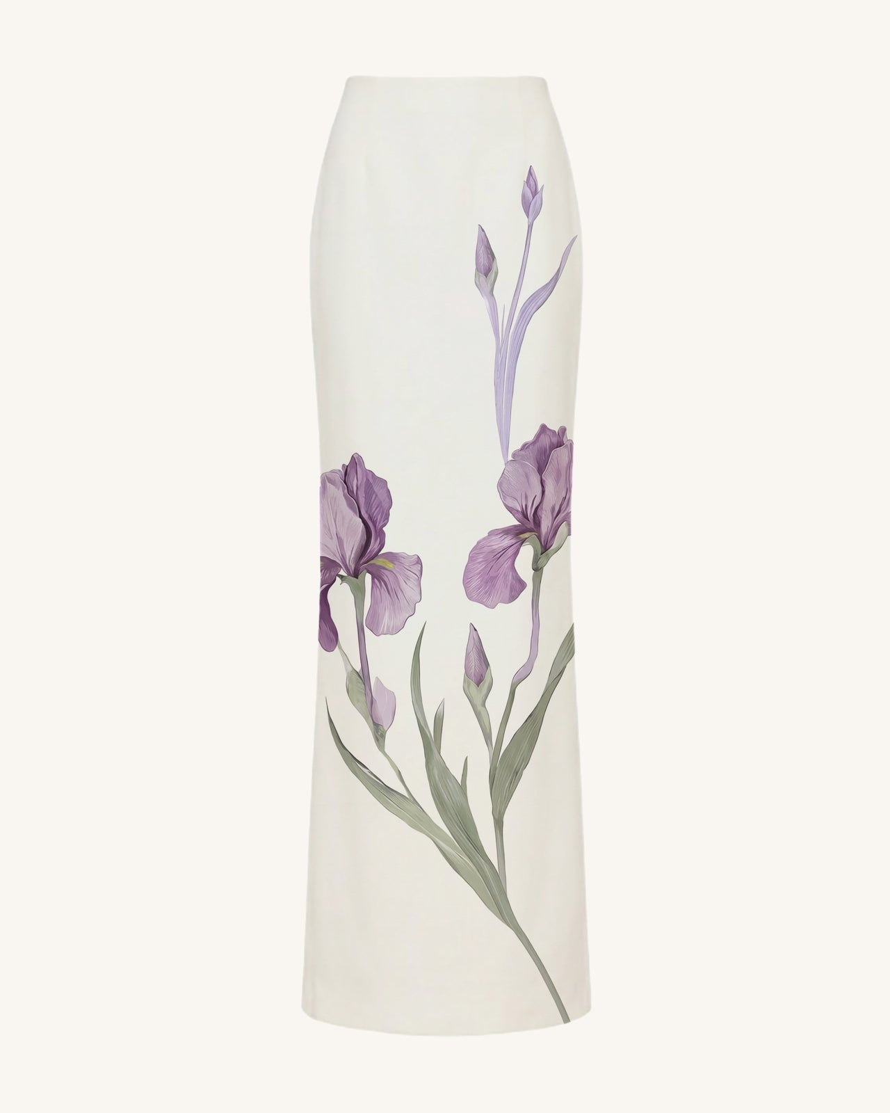 Gonna lunga con motivo Iris - Bianco