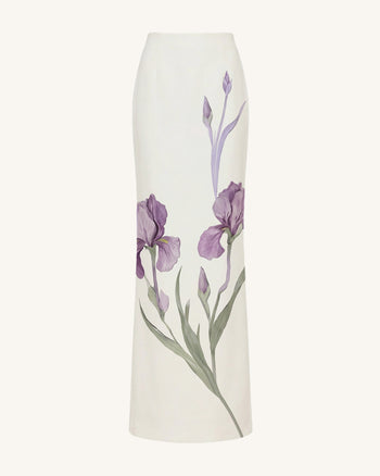 Gonna lunga con motivo Iris - Bianco