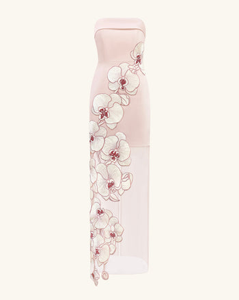 Abito Ricamato con Orchidee - Rosa
