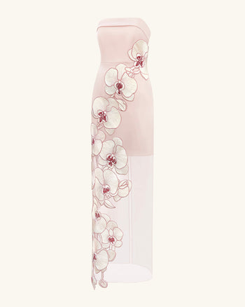 Abito Ricamato con Orchidee - Rosa