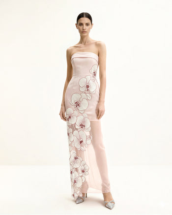Abito Ricamato con Orchidee - Rosa