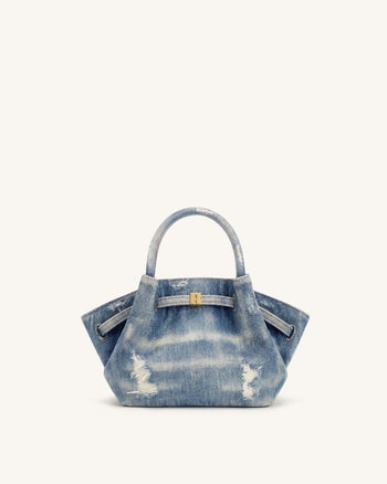 Hana Mini borsa tote in denim - Blu