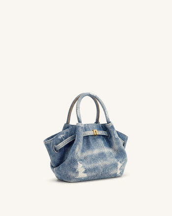 Hana Mini borsa tote in denim - Blu