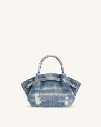 Hana Mini borsa tote in denim - Blu