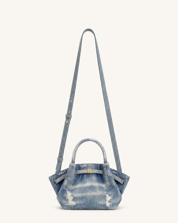 Hana Mini borsa tote in denim - Blu