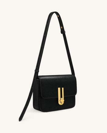 Evania Borsa a spalla granata con chiusura a lucchetto - Nero