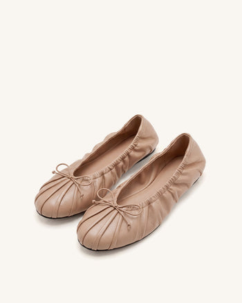 Solenne Ballerine arricciate con coulisse - Kaki