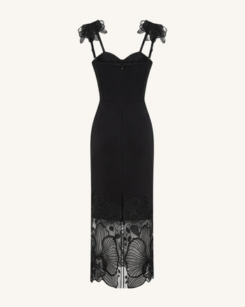 Orchid Abito a corsetto ricamato - Nero