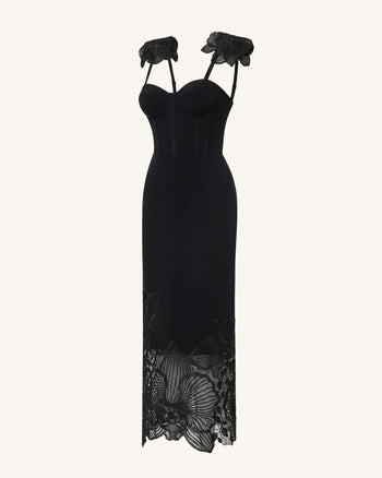 Orchid Abito a corsetto ricamato - Nero