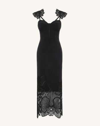 Orchid Abito a corsetto ricamato - Nero