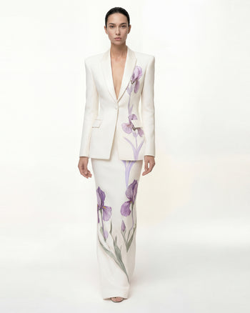 Gonna lunga con motivo Iris - Bianco