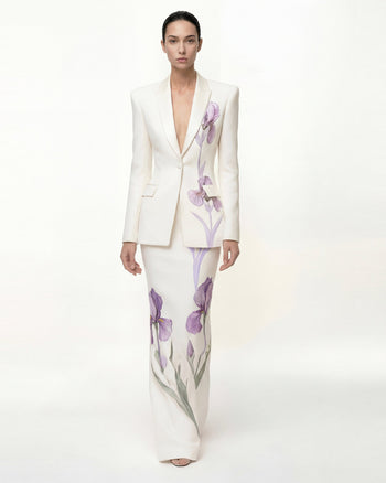 Gonna lunga con motivo Iris - Bianco