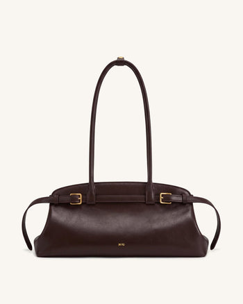 Arden Borsa a spalla East-West con dettaglio cintura - Marrone scuro