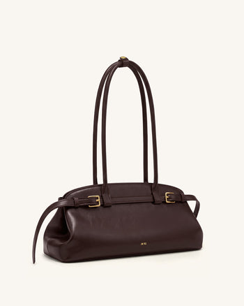 Arden Borsa a spalla East-West con dettaglio cintura - Marrone scuro