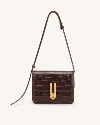 Evania Borsa a spalla con chiusura - Bordeaux effetto cocco