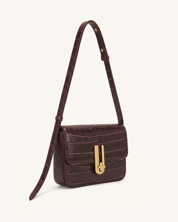 Evania Borsa a spalla con chiusura - Bordeaux effetto cocco