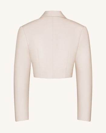 Blazer corto strutturato con spalle a punta - Beige
