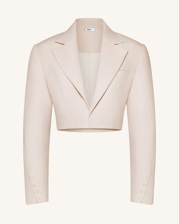 Blazer corto strutturato con spalle a punta - Beige