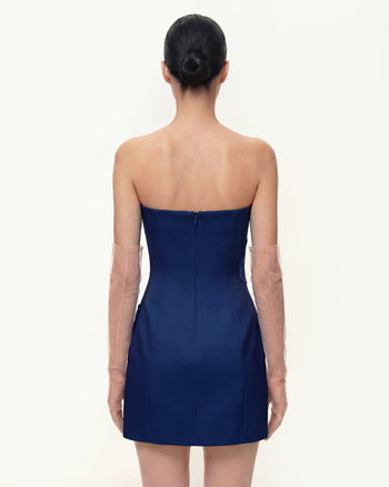 Iris Vestito senza spalline con stampa floreale – Blu navy