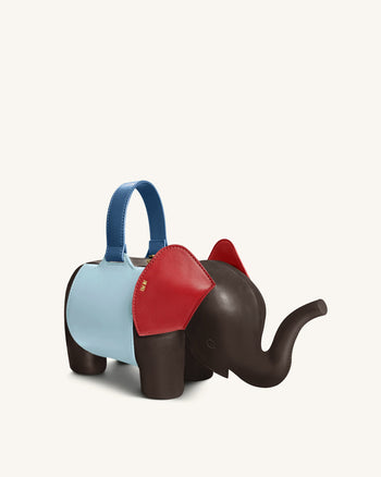 Claire Borsa a mano a forma di elefante - Marrone Scuro/Blu