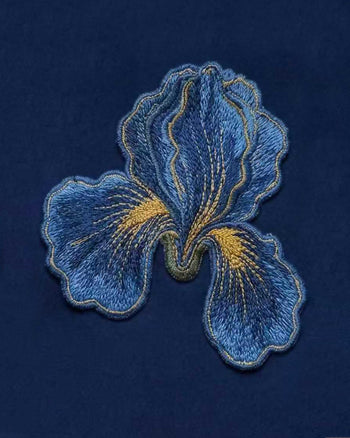 Iris Abito lungo svasato ricamato - Blu navy