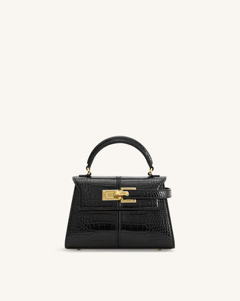 Borsa a mano Elise - Nero coccodrillo